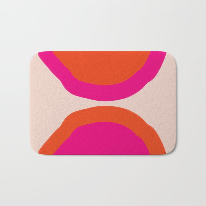 Curved Trajectories (Fuchsia Pink and Orange) Bath Mat Gallery Image 1