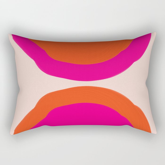 Curved Trajectories (Fuchsia Pink and Orange) Rectangular Pillow Gallery Image 1