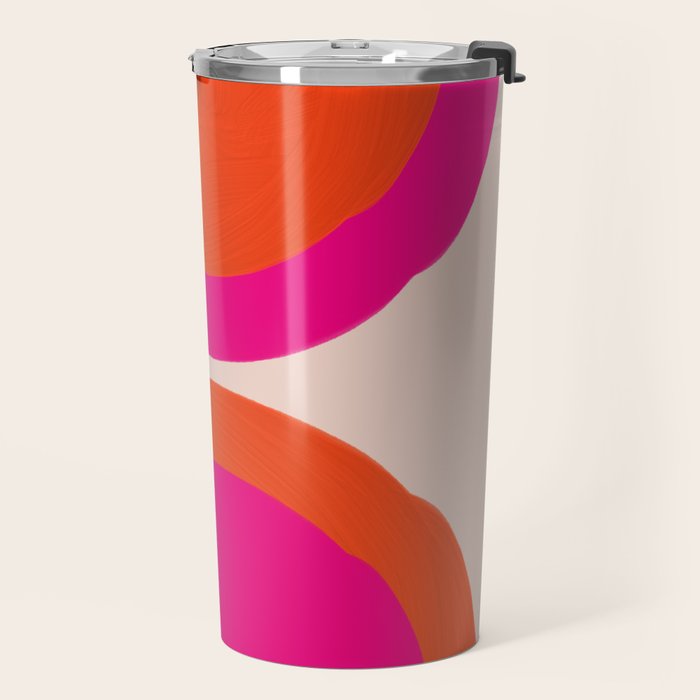 Curved Trajectories (Fuchsia Pink and Orange) Travel Mug Gallery Image 2
