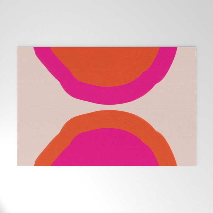 Curved Trajectories (Fuchsia Pink and Orange) Welcome Mat Gallery Image 1