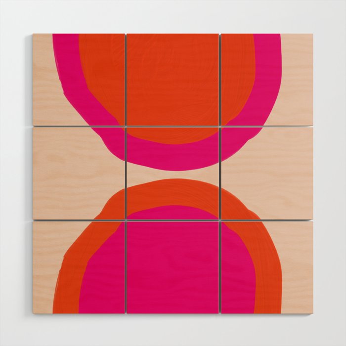 Curved Trajectories (Fuchsia Pink and Orange) Wood Wall Art Gallery Image 1