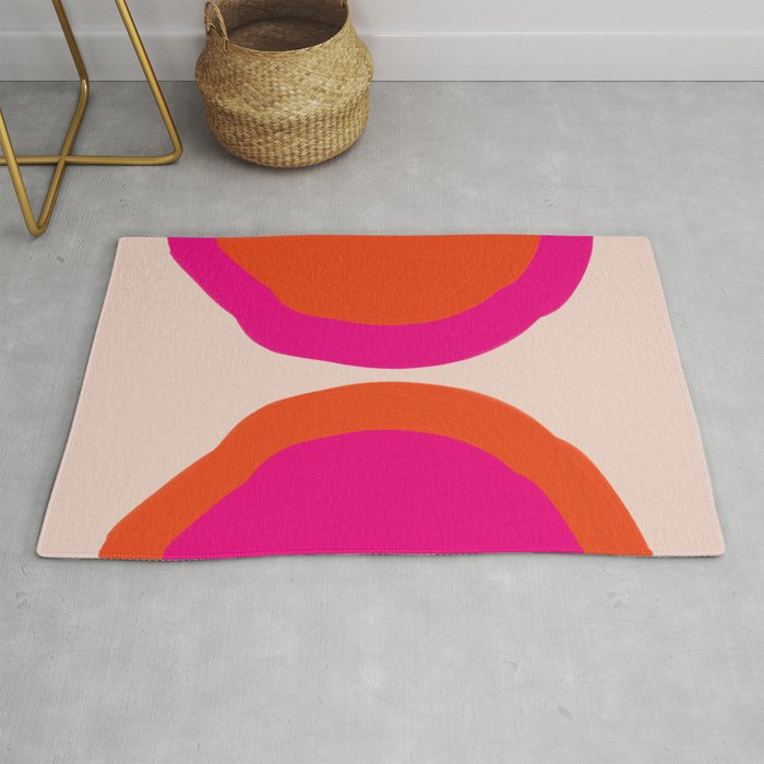 Curved Trajectories (Fuchsia Pink and Orange) Rug Gallery Image 1