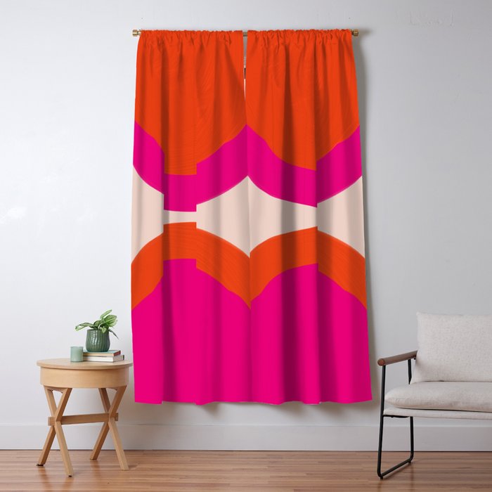 Curved Trajectories (Fuchsia Pink and Orange) Window Curtain Gallery Image 5