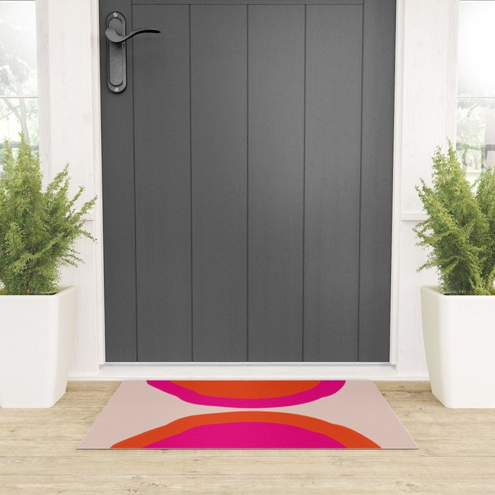 Curved Trajectories (Fuchsia Pink and Orange) Welcome Mat Gallery Image 3