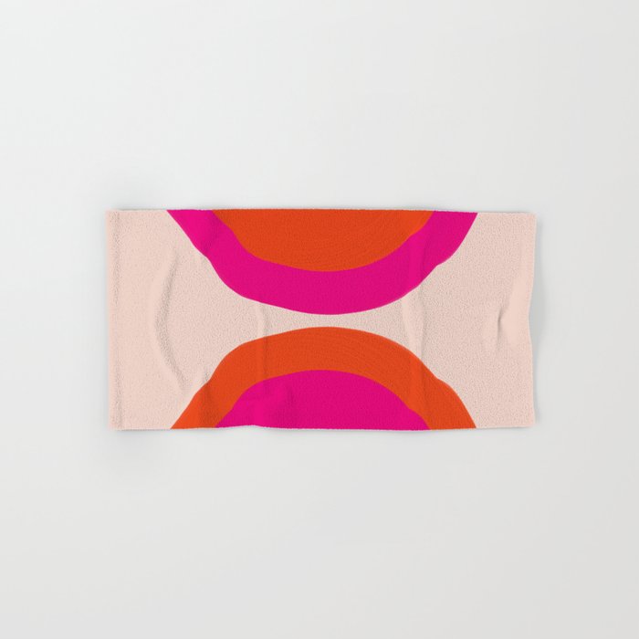 Curved Trajectories (Fuchsia Pink and Orange) Bath Towel Gallery Image 1