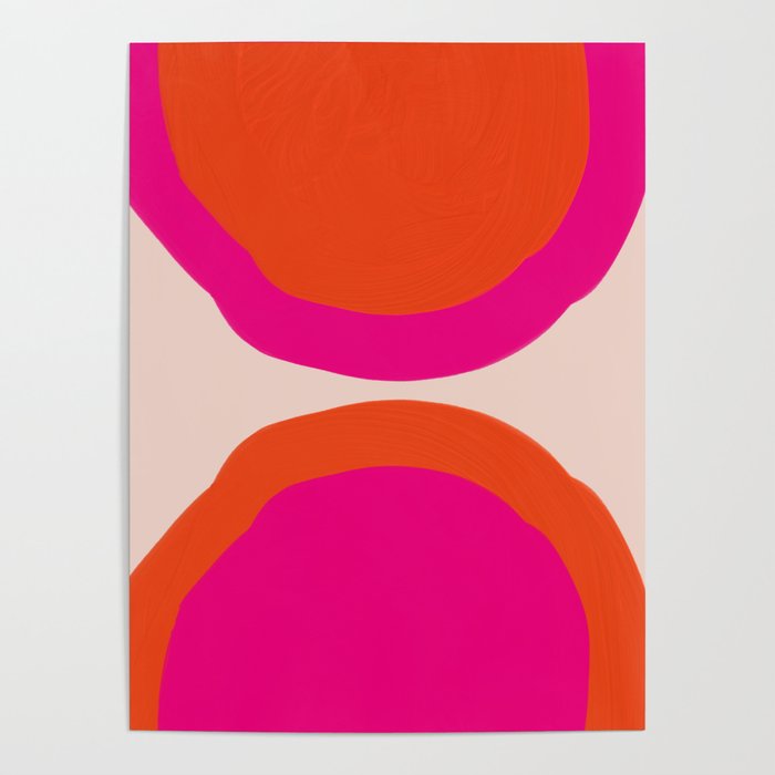 Curved Trajectories (Fuchsia Pink and Orange) Poster Gallery Image 1
