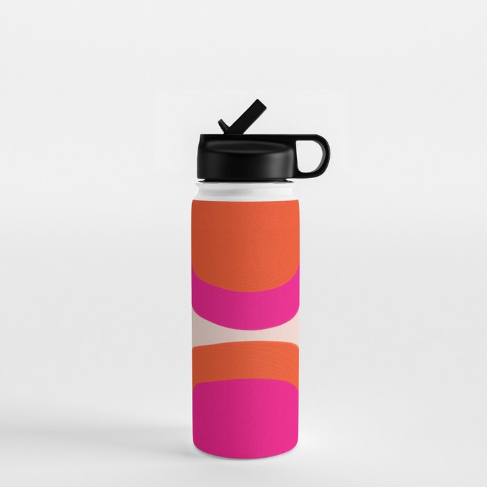 Curved Trajectories (Fuchsia Pink and Orange) Water Bottle Gallery Image 1