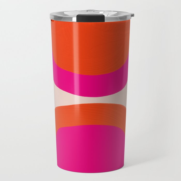 Curved Trajectories (Fuchsia Pink and Orange) Travel Mug Gallery Image 1