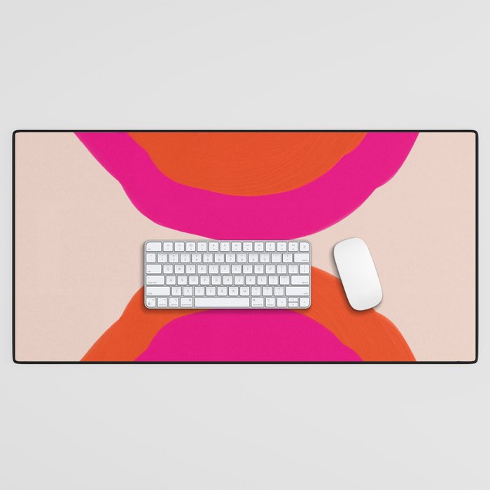 Curved Trajectories (Fuchsia Pink and Orange) Desk Mat Gallery Image 1