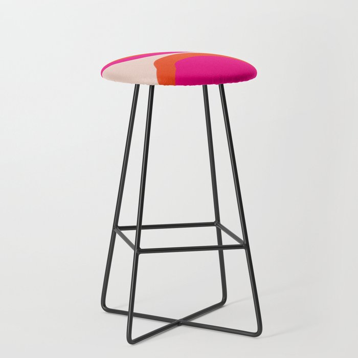 Curved Trajectories (Fuchsia Pink and Orange) Stool Gallery Image 1