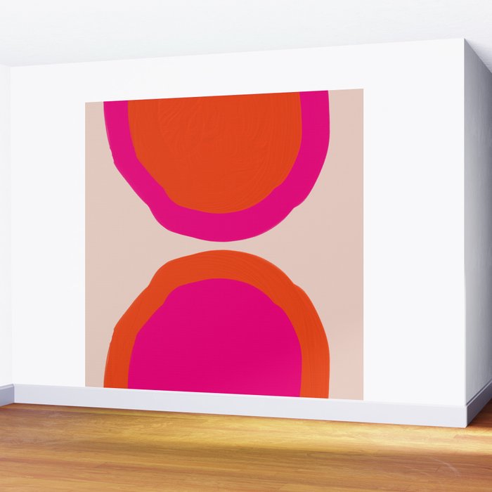 Curved Trajectories (Fuchsia Pink and Orange) Wall Mural Gallery Image 2
