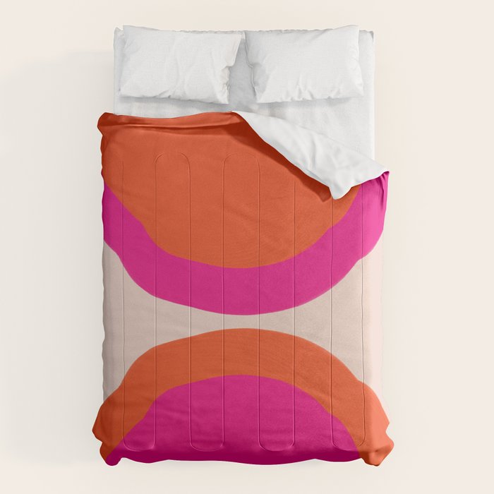 Curved Trajectories (Fuchsia Pink and Orange) Comforter Gallery Image 1