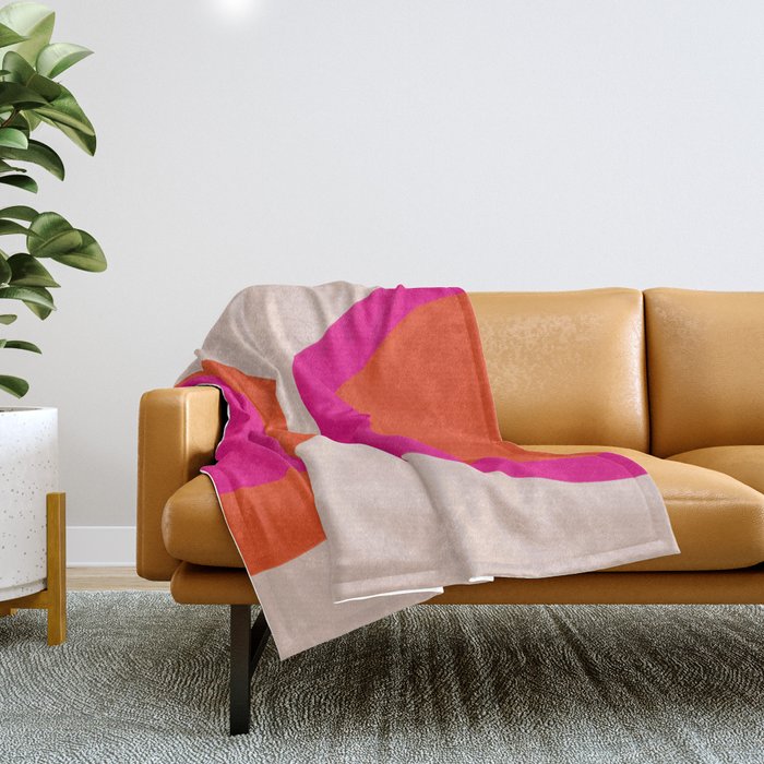 Curved Trajectories (Fuchsia Pink and Orange) Throw Blanket Gallery Image 1
