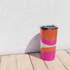 Curved Trajectories (Fuchsia Pink and Orange) Travel Mug Gallery Image 4
