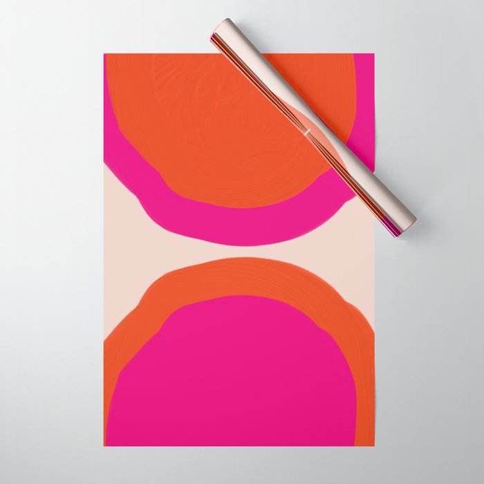 Curved Trajectories (Fuchsia Pink and Orange) Wrapping Paper Gallery Image 1