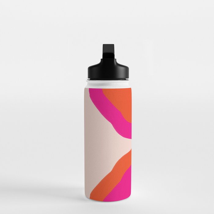 Curved Trajectories (Fuchsia Pink and Orange) Water Bottle Gallery Image 3