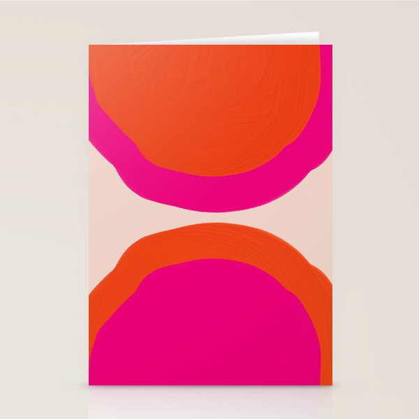 Curved Trajectories (Fuchsia Pink and Orange) Stationery Card