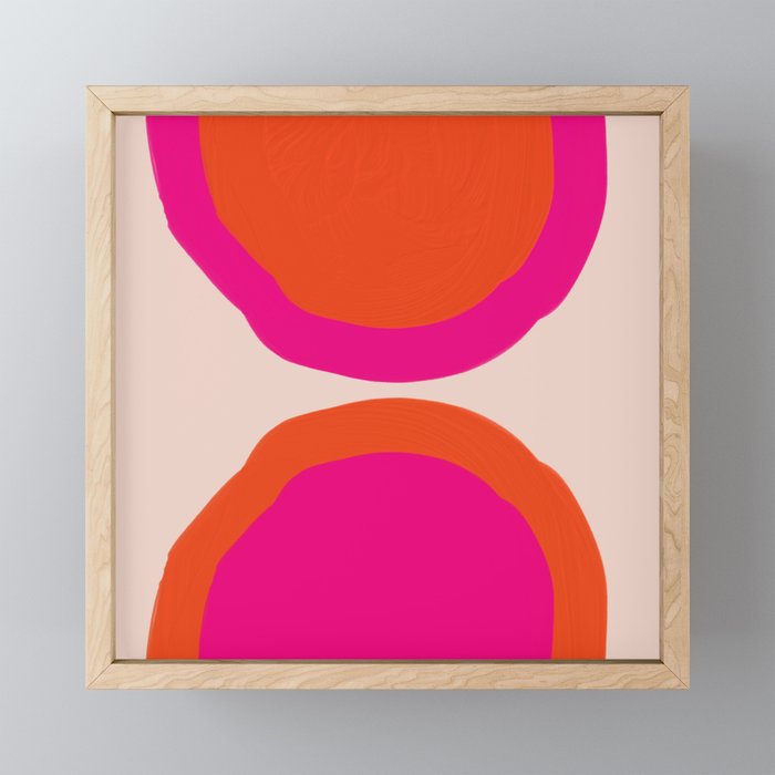 Curved Trajectories (Fuchsia Pink and Orange) Mini Art Print Gallery Image 1