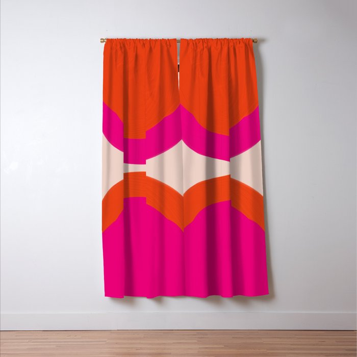 Curved Trajectories (Fuchsia Pink and Orange) Window Curtain Gallery Image 3