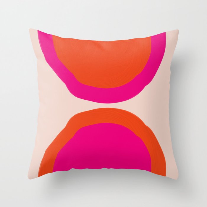 Curved Trajectories (Fuchsia Pink and Orange) Throw Pillow Gallery Image 1