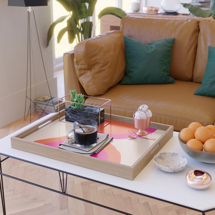 Curved Trajectories (Fuchsia Pink and Orange) Serving Tray Gallery Image 2