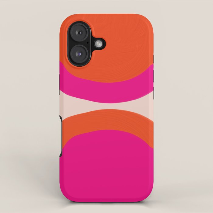 Curved Trajectories (Fuchsia Pink and Orange) iPhone Case Gallery Image 1