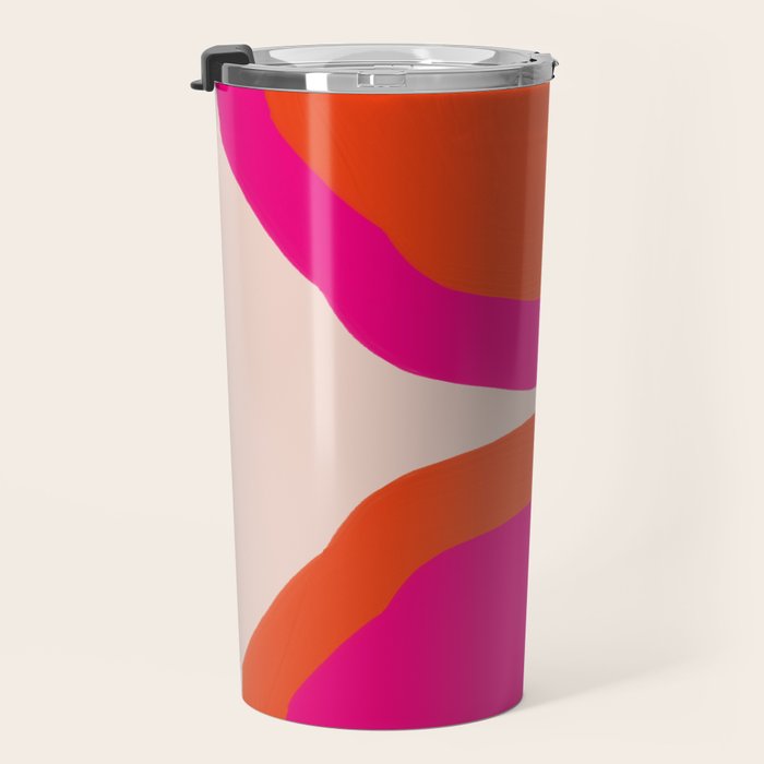 Curved Trajectories (Fuchsia Pink and Orange) Travel Mug Gallery Image 3