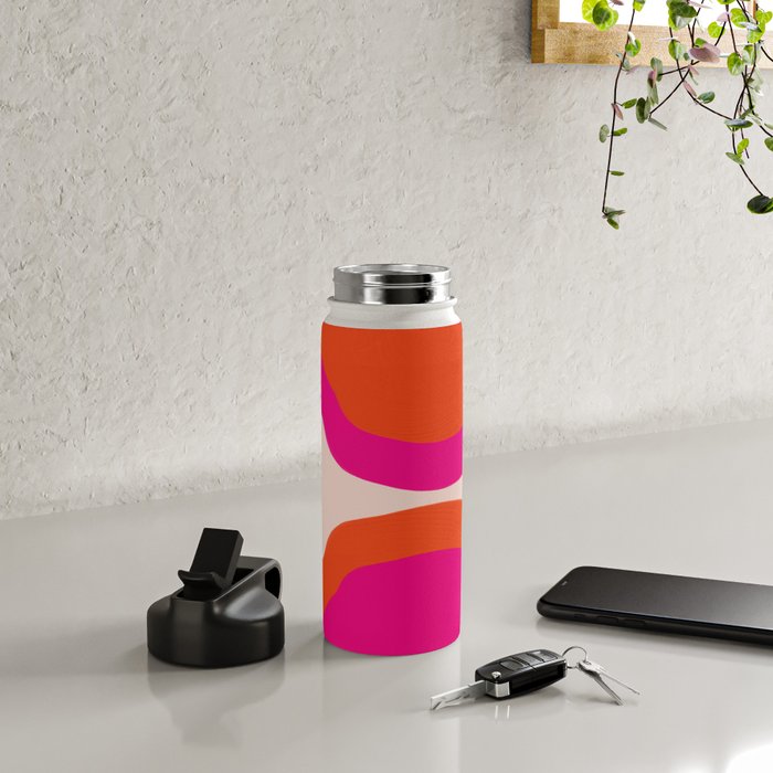 Curved Trajectories (Fuchsia Pink and Orange) Water Bottle Gallery Image 4