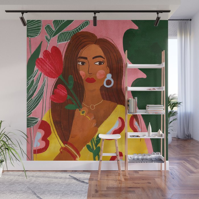 Lady with Tulip Wall Mural Gallery Image 1