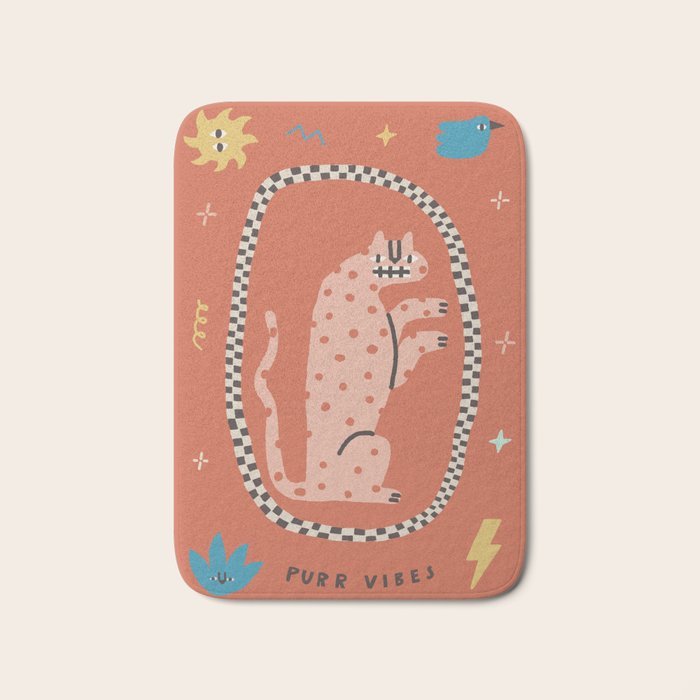 Trippy tiger in red Bath Mat Gallery Image 1