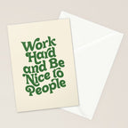 Work Hard and Be Nice to People typography in green Stationery Card Gallery Image 2