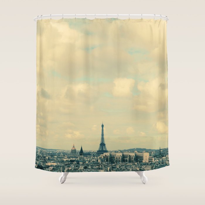 Paris In Blue Shower Curtain Gallery Image 1