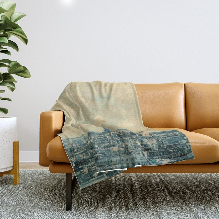 Paris In Blue Throw Blanket Gallery Image 1