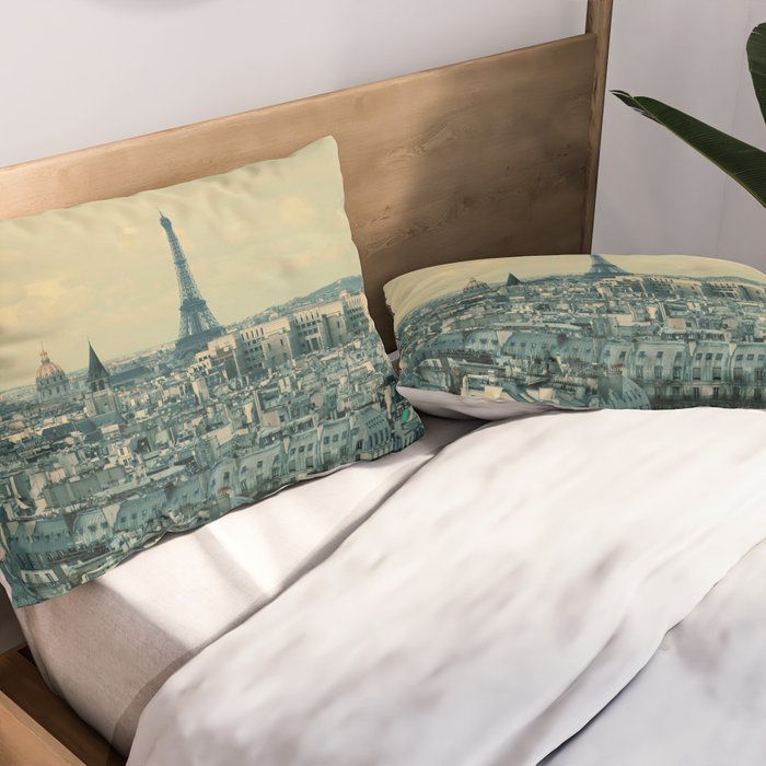 Paris In Blue Pillow Sham Gallery Image 2