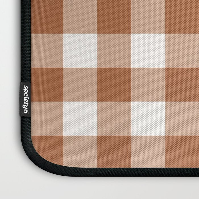 Latte Brown Gingham Laptop Sleeve Gallery Image 3