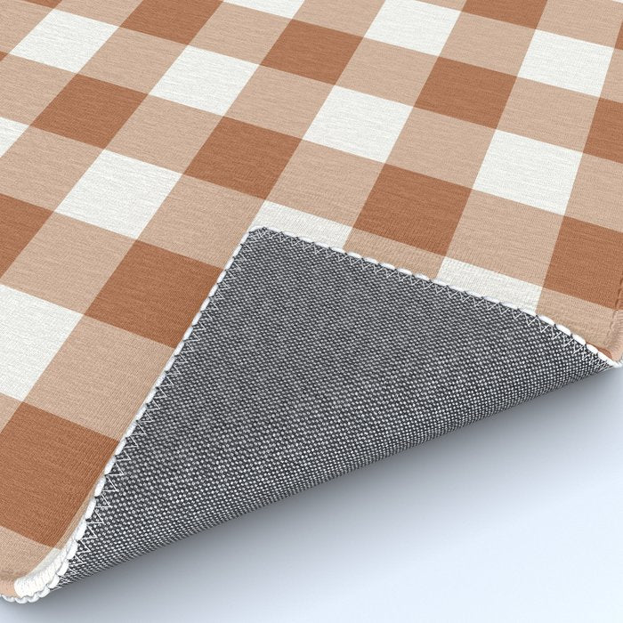 Latte Brown Gingham Rug Gallery Image 4