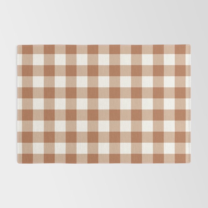 Latte Brown Gingham Rug Gallery Image 2