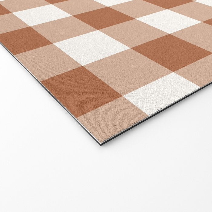 Latte Brown Gingham Welcome Mat Gallery Image 2