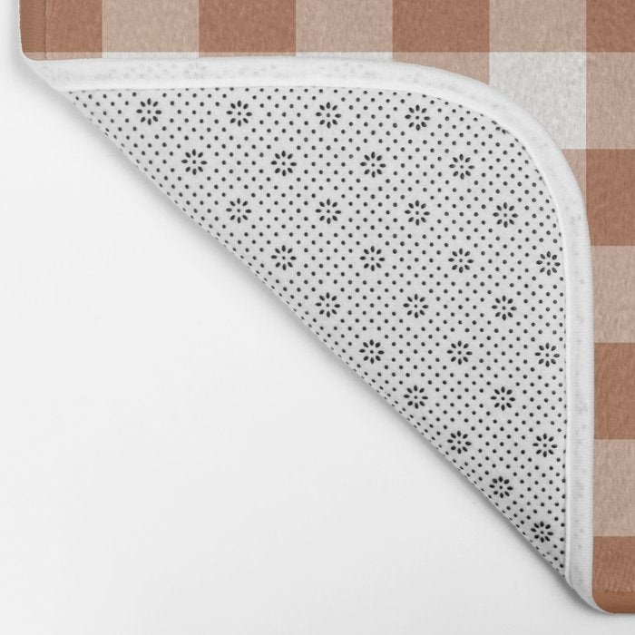Latte Brown Gingham Bath Mat Gallery Image 2