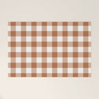 Latte Brown Gingham Welcome Mat Gallery Image 1
