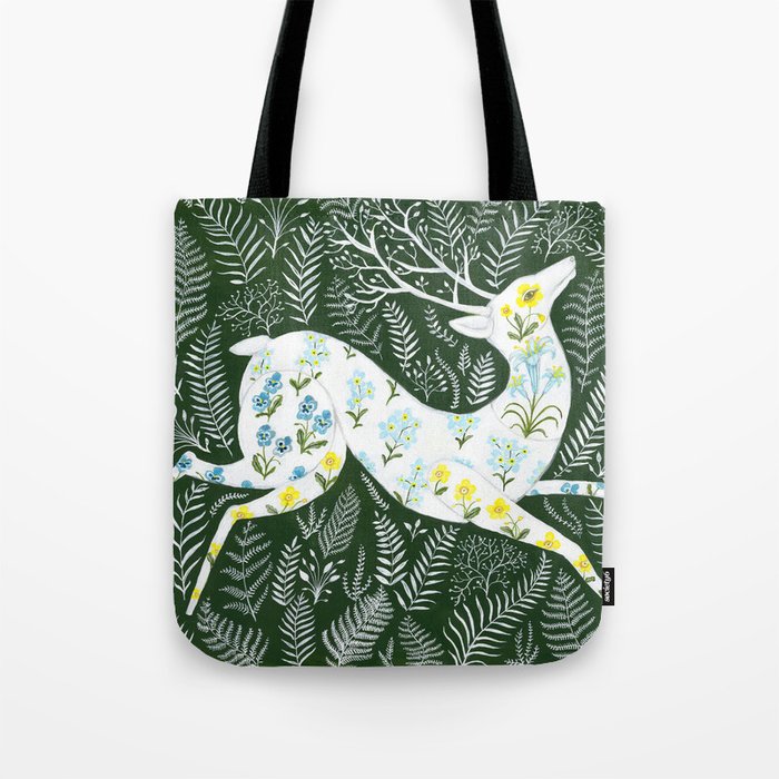 Spring Garden Deer Tote Bag Gallery Image 1