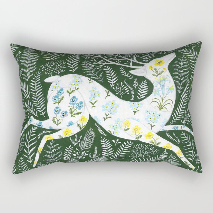 Spring Garden Deer Rectangular Pillow Gallery Image 1