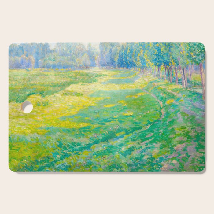 Václav Radimský (1867-1946) On the Dike Colorful Impressionist Landscape Oil Painting Cutting Board Gallery Image 1