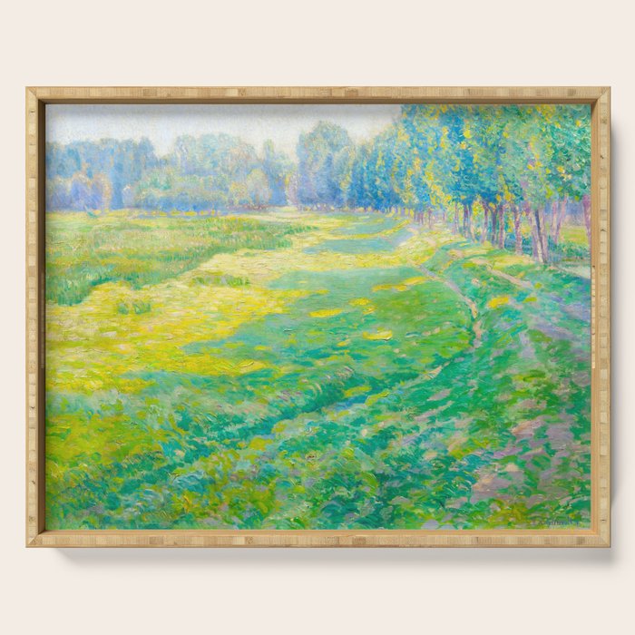 Václav Radimský (1867-1946) On the Dike Colorful Impressionist Landscape Oil Painting Serving Tray Gallery Image 1