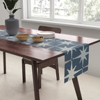 Midcentury Modern Atomic Starburst Pattern in Neutral Blue Gray Tones Table Runner Gallery Image 2