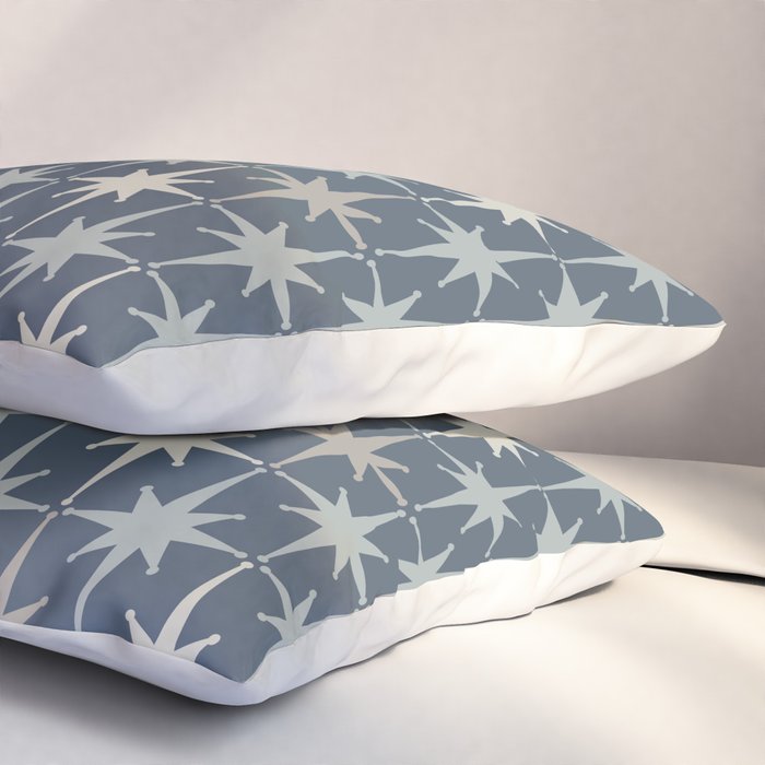 Midcentury Modern Atomic Starburst Pattern in Neutral Blue Gray Tones Pillow Sham Gallery Image 3