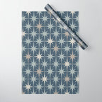 Midcentury Modern Atomic Starburst Pattern in Neutral Blue Gray Tones Wrapping Paper Gallery Image 1