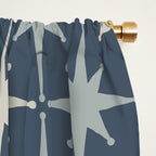 Midcentury Modern Atomic Starburst Pattern in Neutral Blue Gray Tones Window Curtain Gallery Image 2