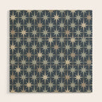 Midcentury Modern Atomic Starburst Pattern in Neutral Blue Gray Tones Wood Wall Art Gallery Image 1