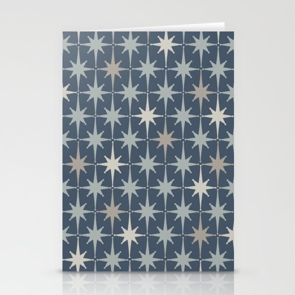 Midcentury Modern Atomic Starburst Pattern in Neutral Blue Gray Tones Stationery Card Gallery Image 2